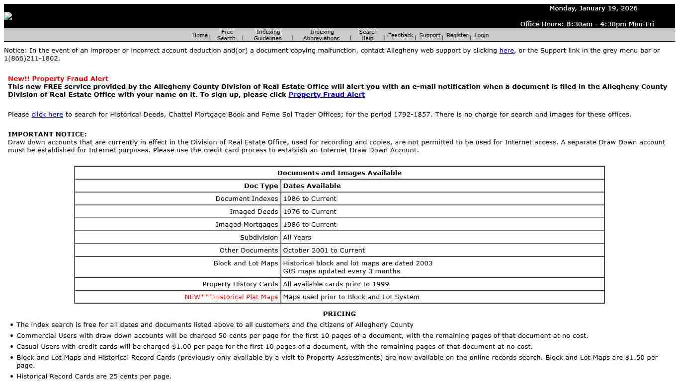 Welcome to the Allegheny County Recorder of Deeds Online Search